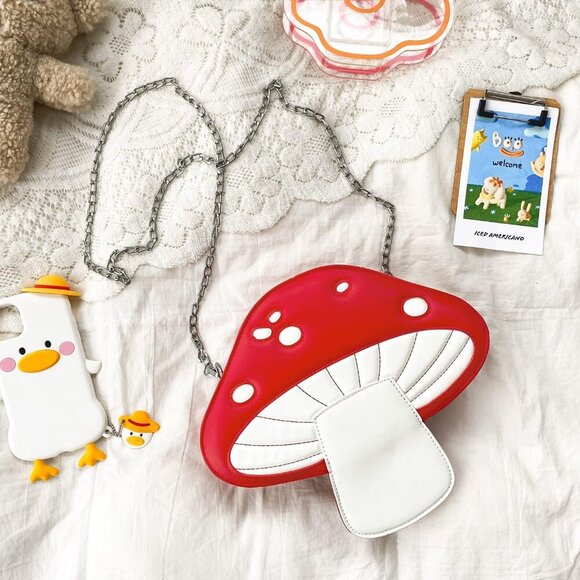 Cute Mushroom Shape PU Leather Shoulder Crossbody Bag for Women - Picture 5 of 7